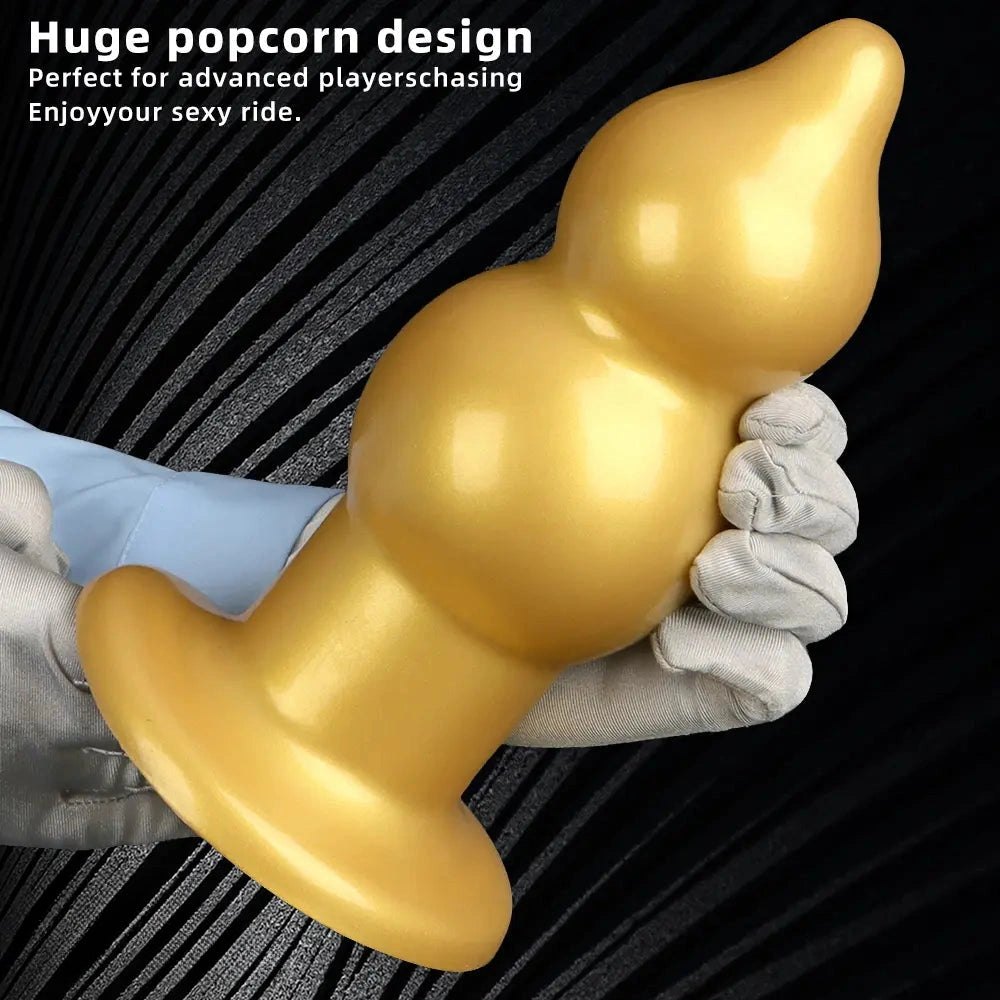 Gold graduated bead silicone butt plug, photo 7