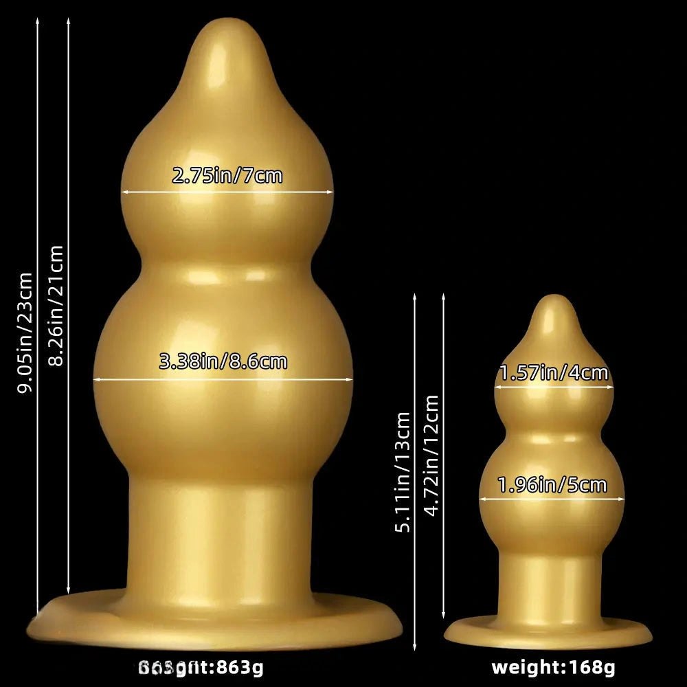 Gold graduated bead silicone butt plug, photo 9