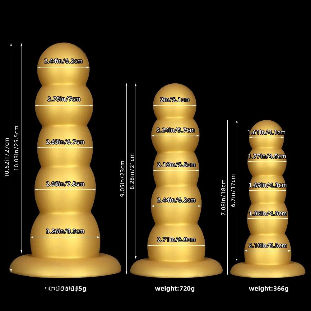 Gold graduated silicone anal beads dildo, photo 10