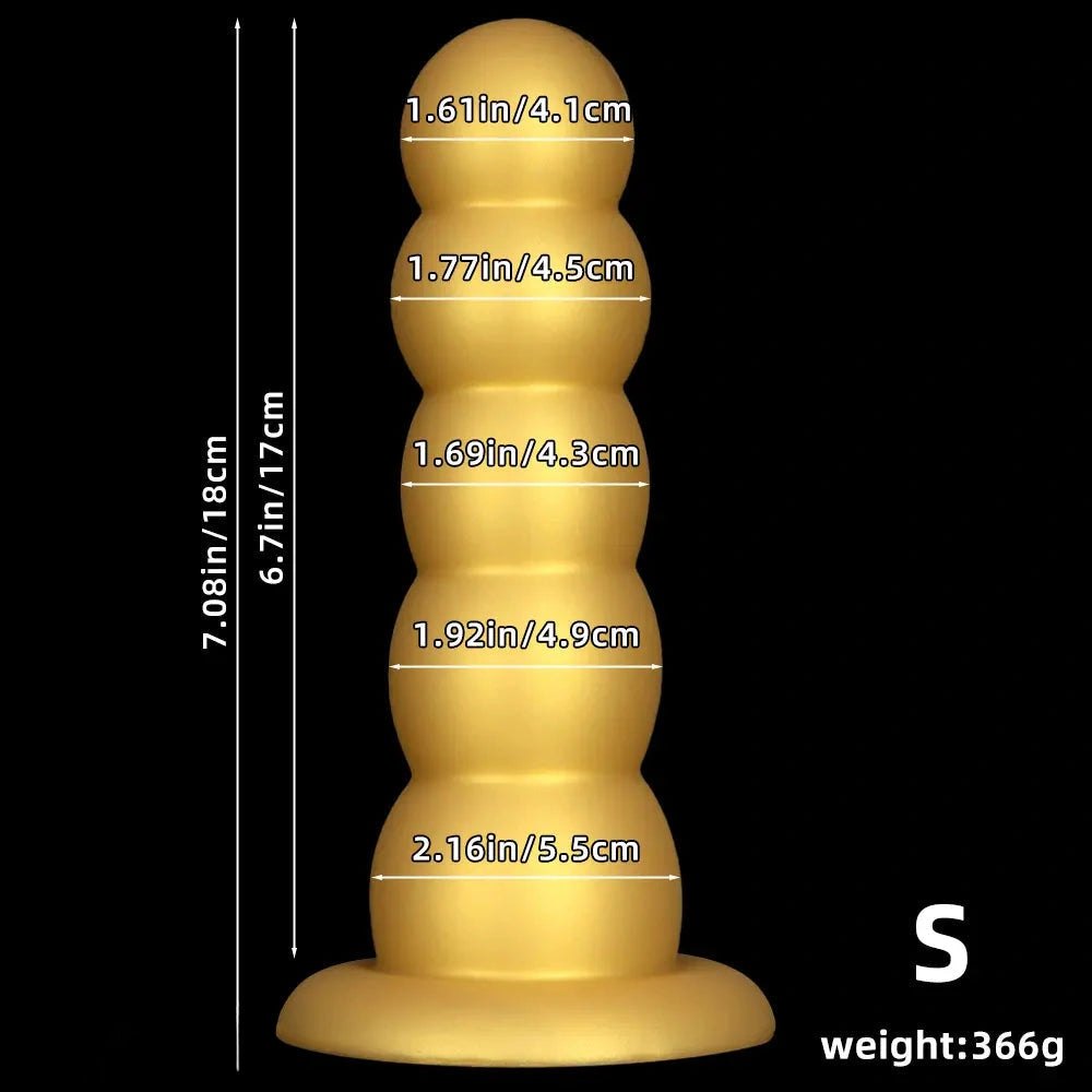 Gold graduated silicone anal beads dildo, photo 11