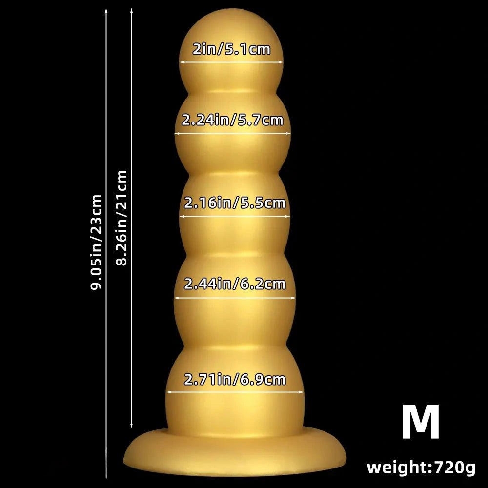 Gold graduated silicone anal beads dildo, photo 12