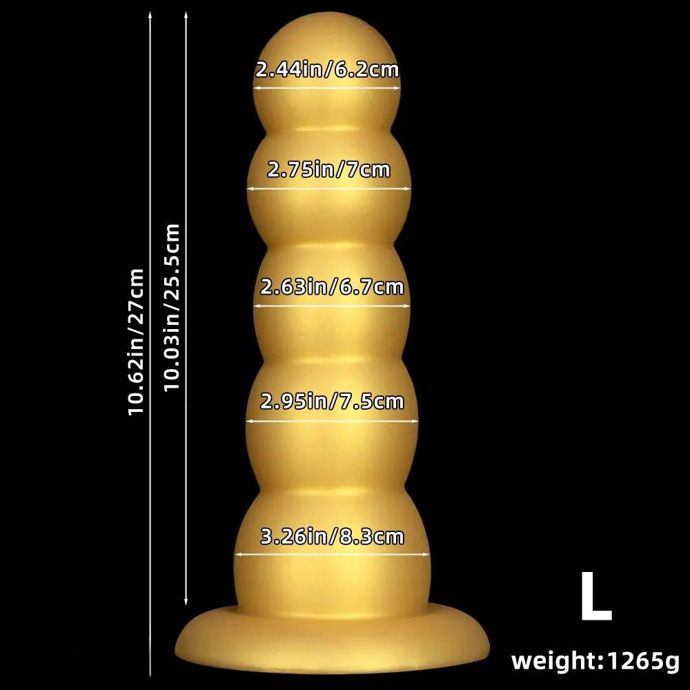 Gold graduated silicone anal beads dildo, photo 13