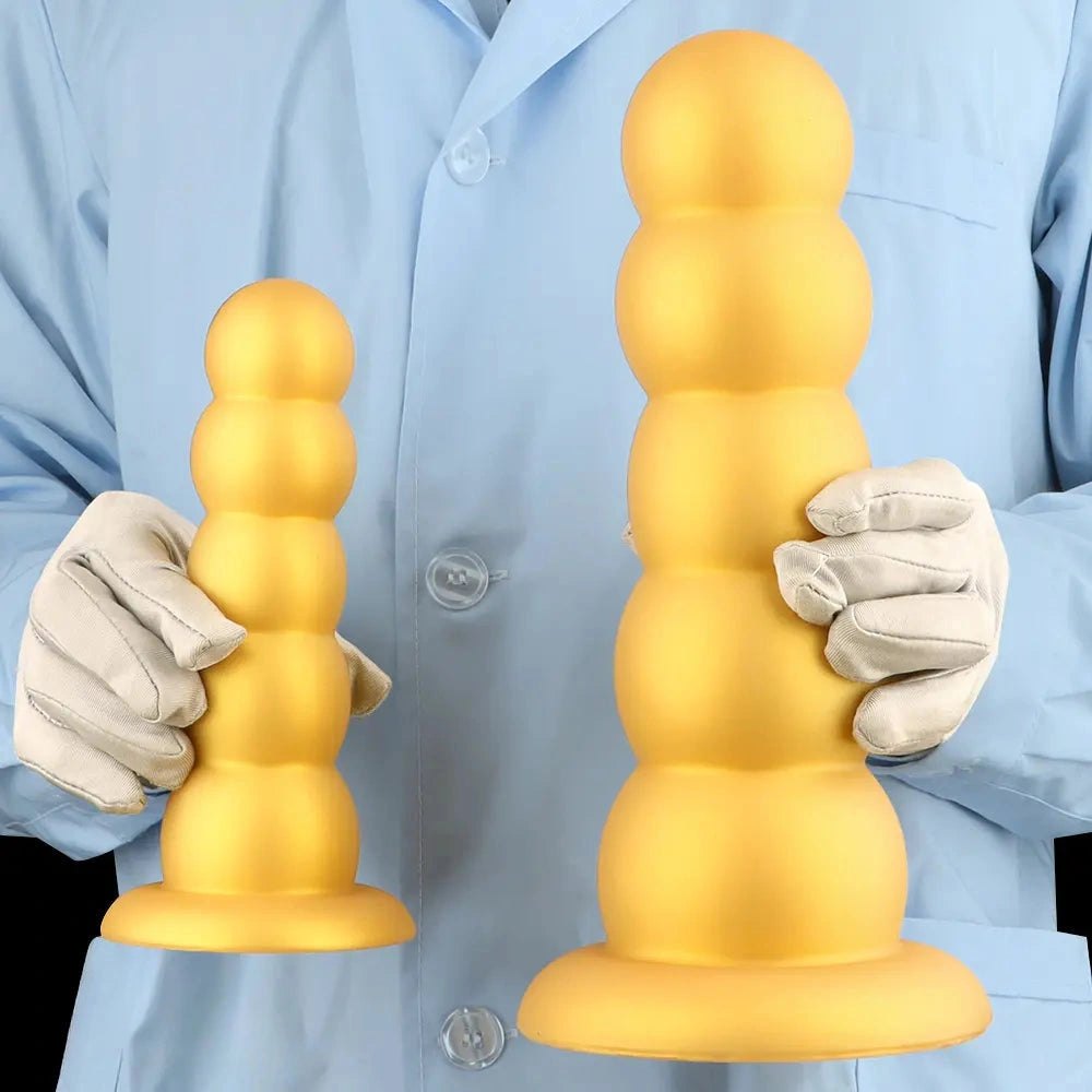 Gold graduated silicone anal beads dildo, photo 14