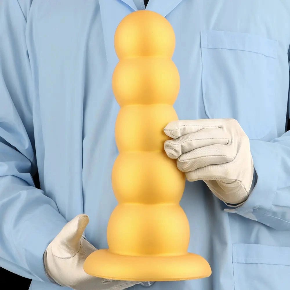 Gold graduated silicone anal beads dildo, photo 15