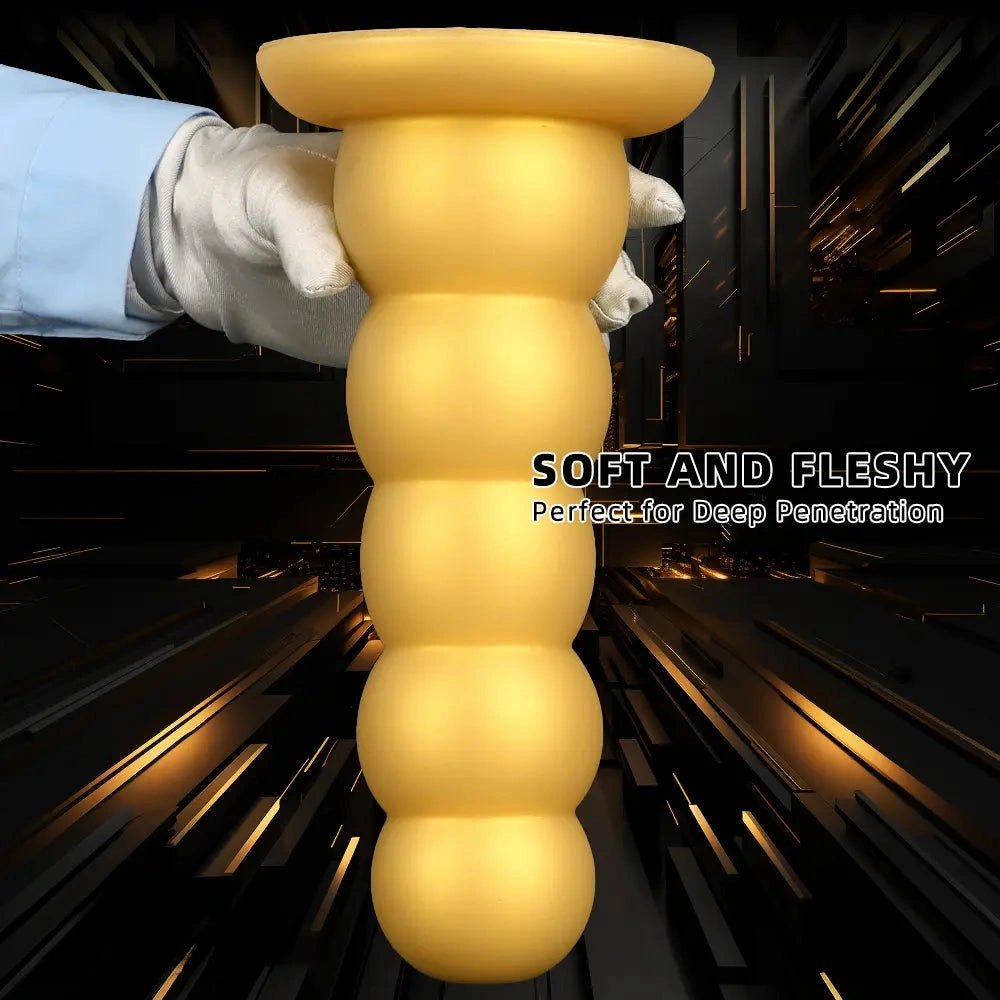 Gold graduated silicone anal beads dildo, photo 5
