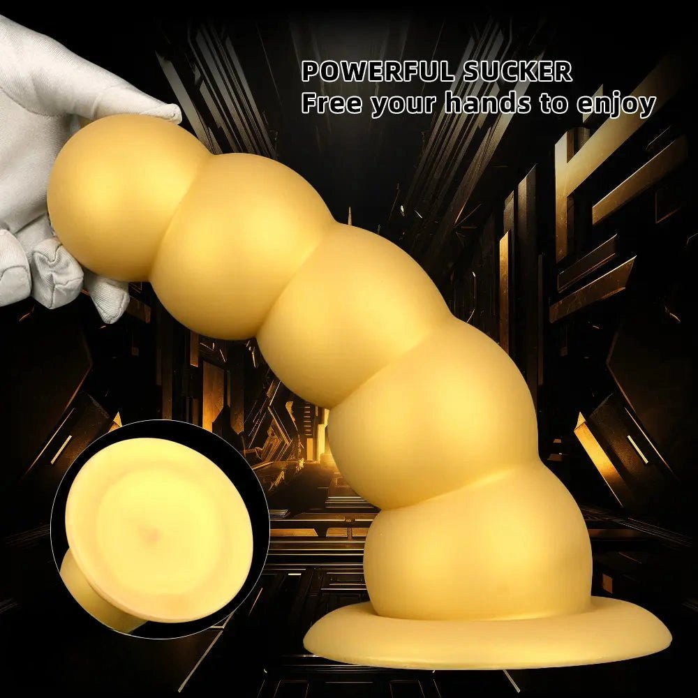 Gold graduated silicone anal beads dildo, photo 6