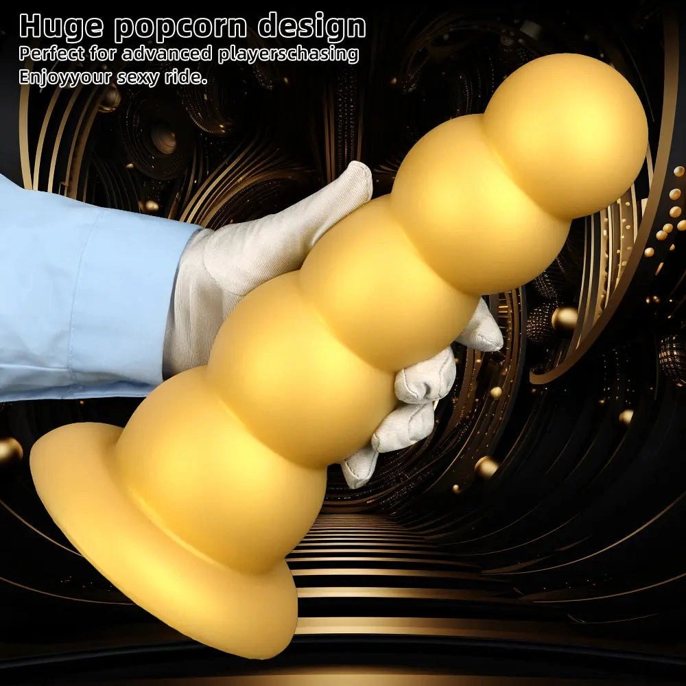 Gold graduated silicone anal beads dildo, photo 8