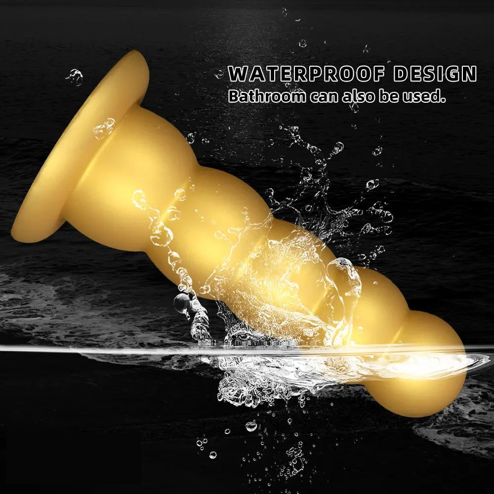 Gold graduated silicone anal beads dildo, photo 9