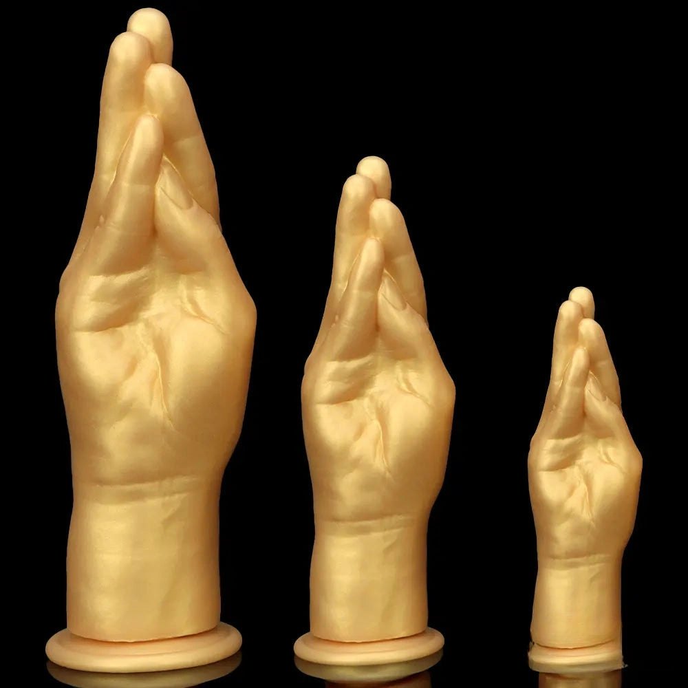 Gold hand shaped fantasy silicone dildo, photo 1