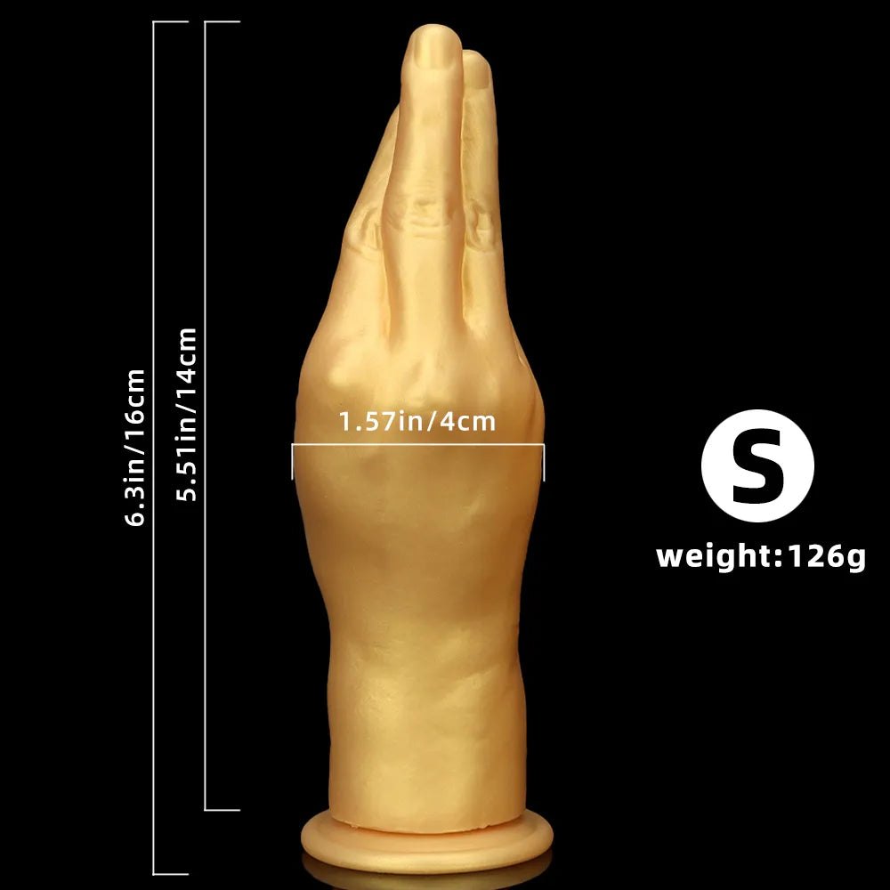 Gold hand shaped fantasy silicone dildo, photo 16