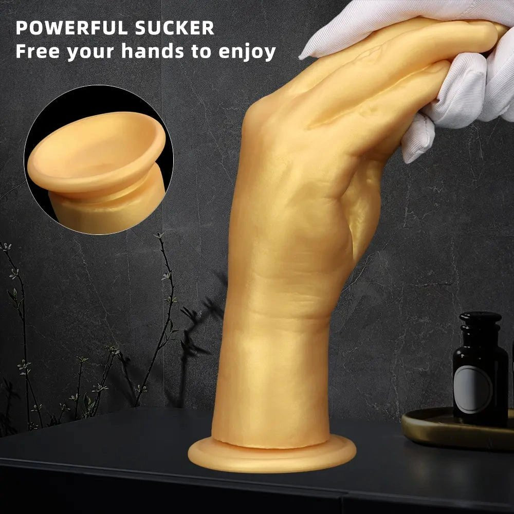 Gold hand shaped fantasy silicone dildo, photo 3