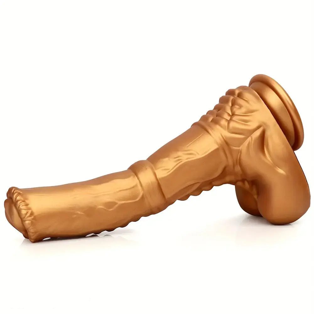 Gold ribbed horse-style animal dildo, photo 2