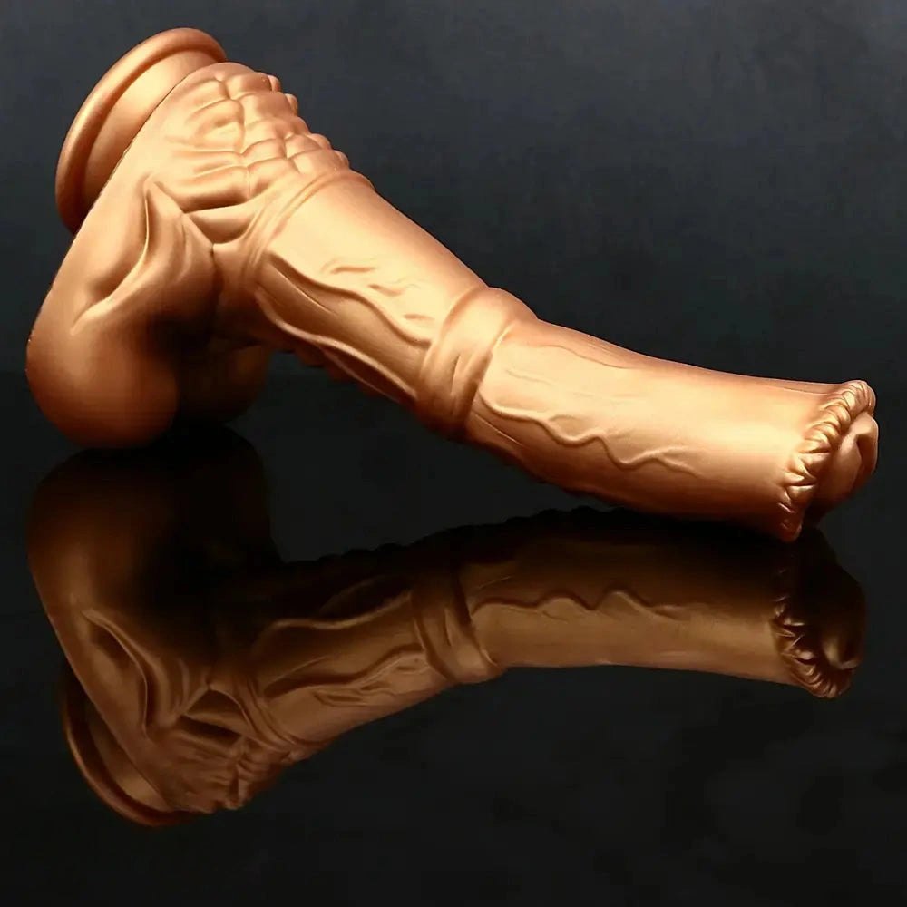 Gold ribbed horse-style animal dildo, photo 7