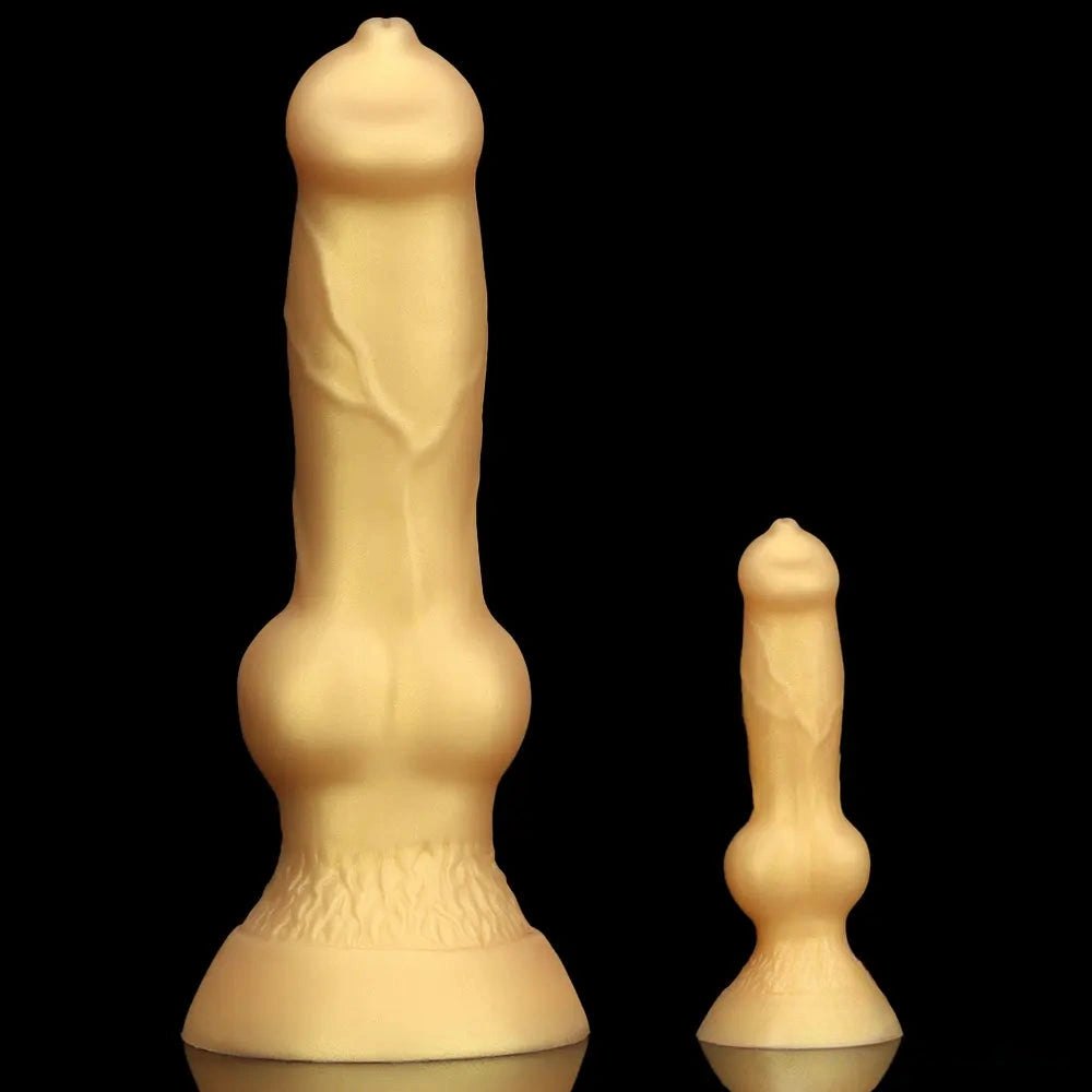 Gold silicone knotted animal dildo, photo 1