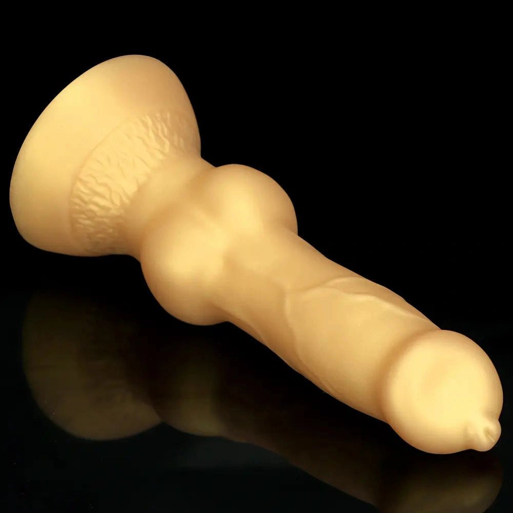 Gold silicone knotted animal dildo, photo 12