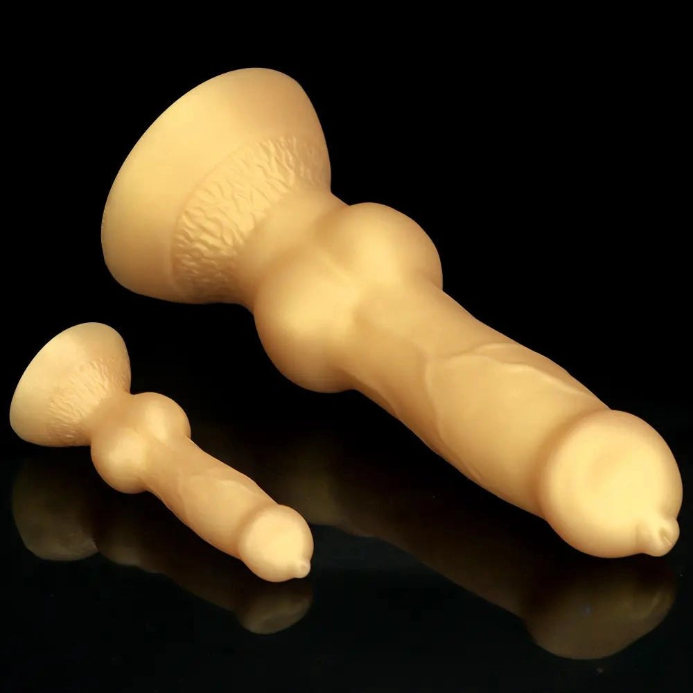 Gold silicone knotted animal dildo, photo 13