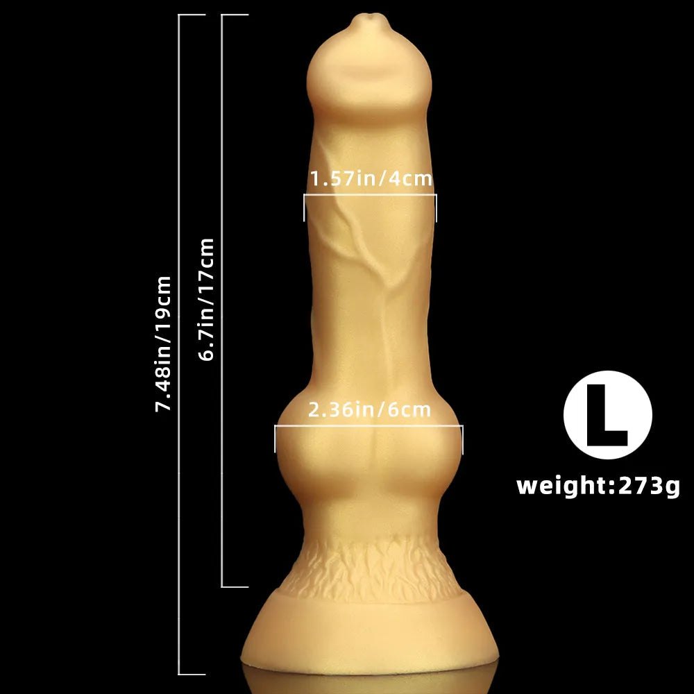 Gold silicone knotted animal dildo, photo 16