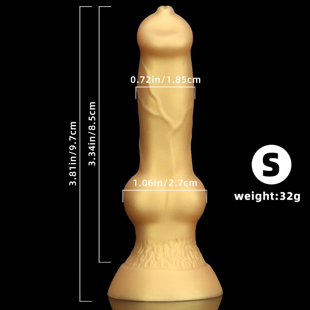 Gold silicone knotted animal dildo, photo 17