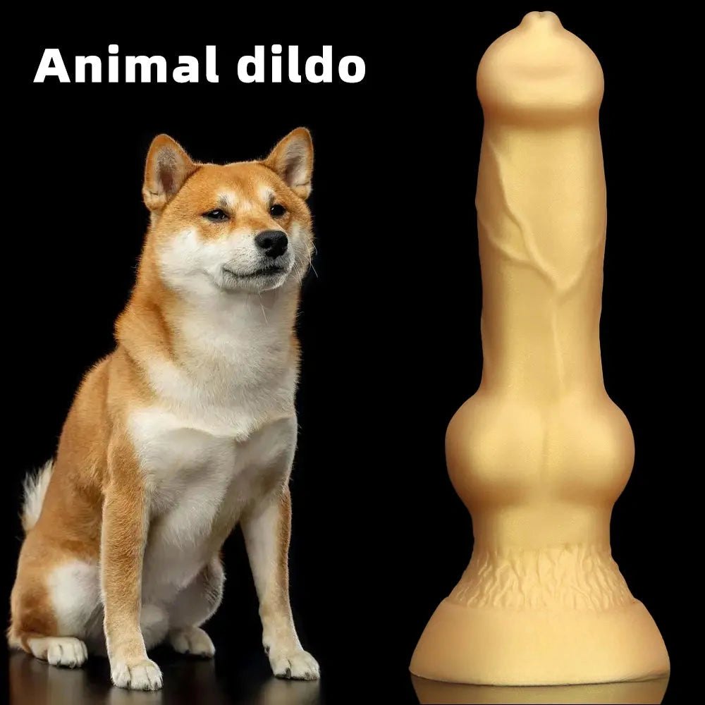 Gold silicone knotted animal dildo, photo 2