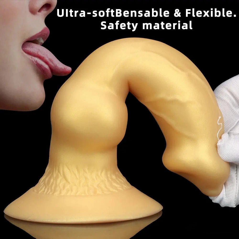 Gold silicone knotted animal dildo, photo 3