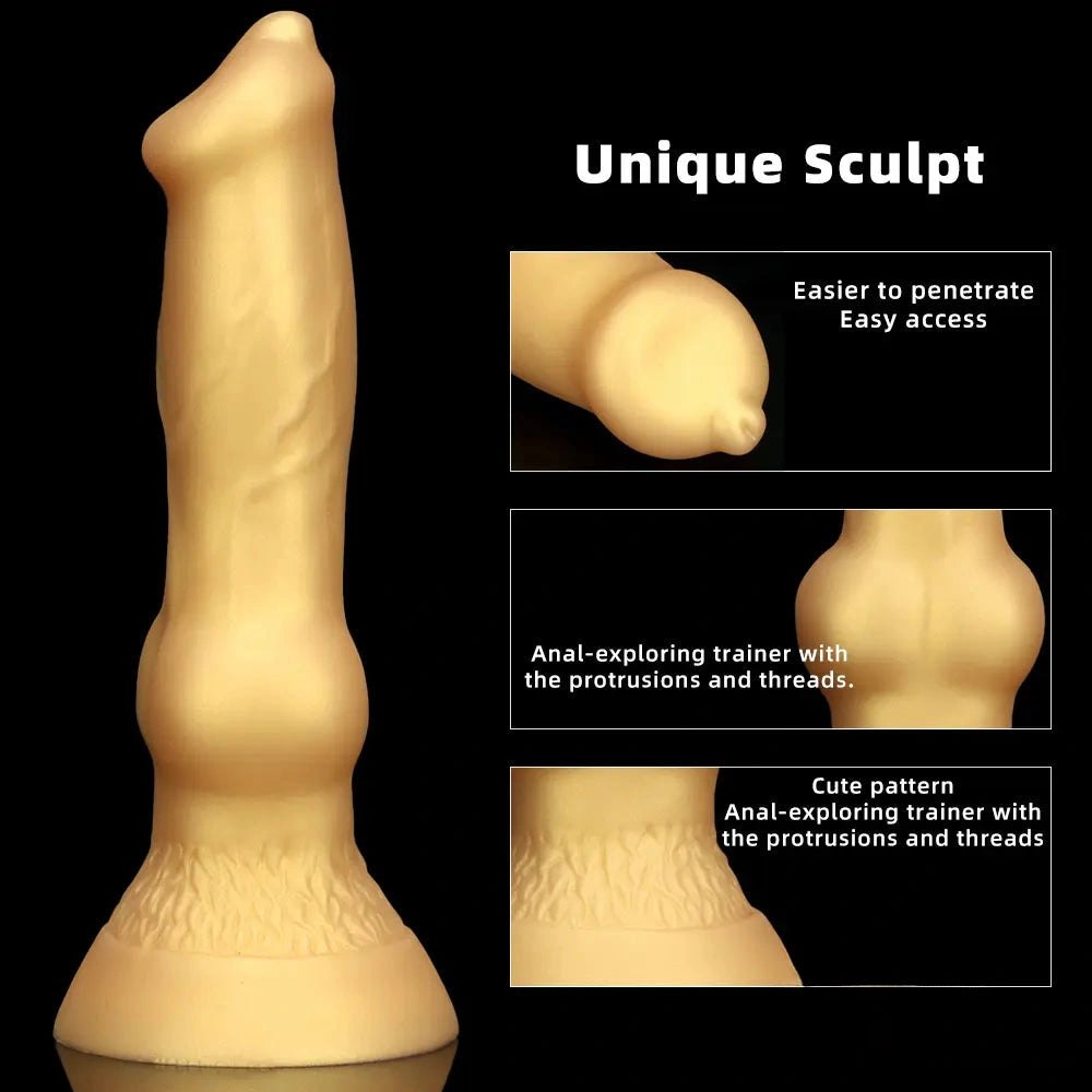 Gold silicone knotted animal dildo, photo 5