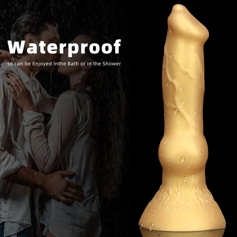 Gold silicone knotted animal dildo, photo 6