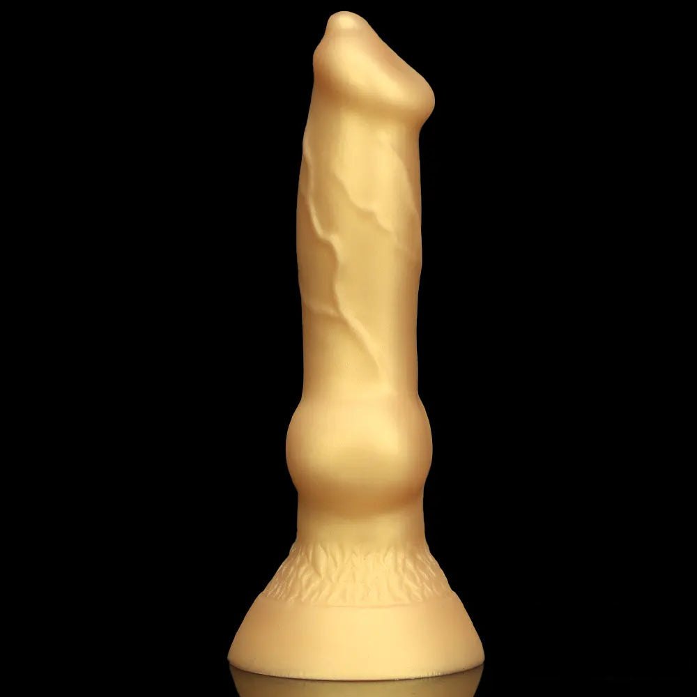 Gold silicone knotted animal dildo, photo 9