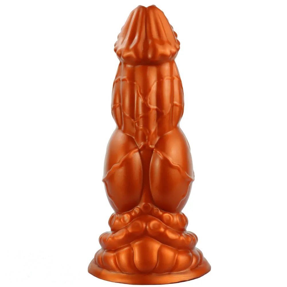 Gold knotted silicone fantasy dildo, photo 1