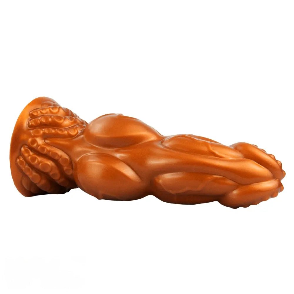 Gold knotted silicone fantasy dildo, photo 10