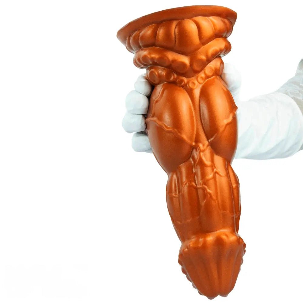 Gold knotted silicone fantasy dildo, photo 15
