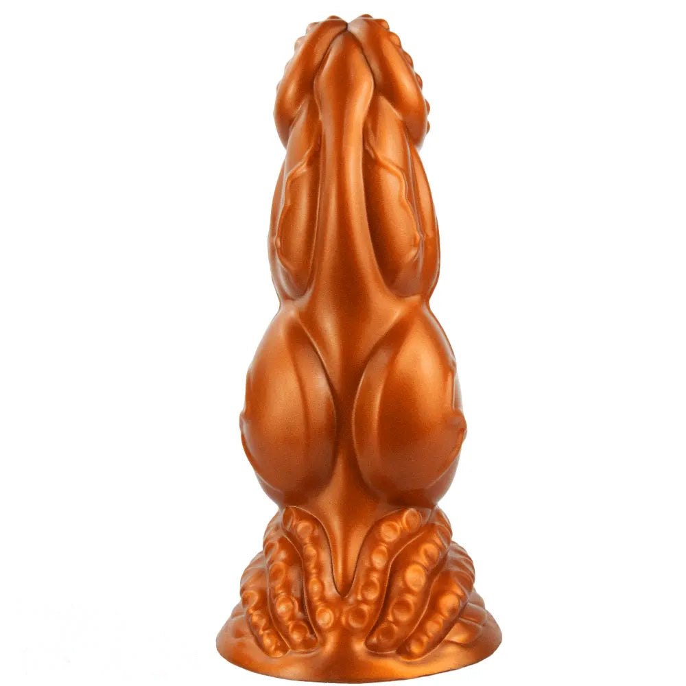 Gold knotted silicone fantasy dildo, photo 7