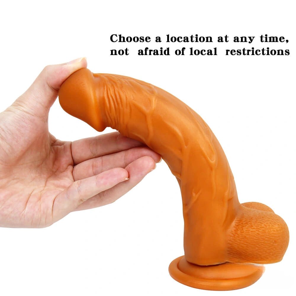 Gold liquid silicone suction cup dildo, photo 3