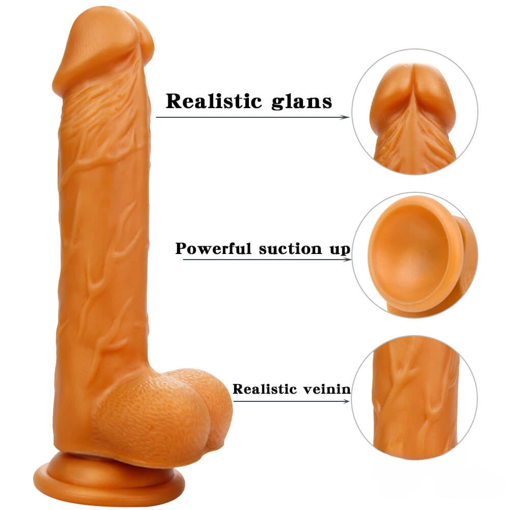 Gold liquid silicone suction cup dildo, photo 9