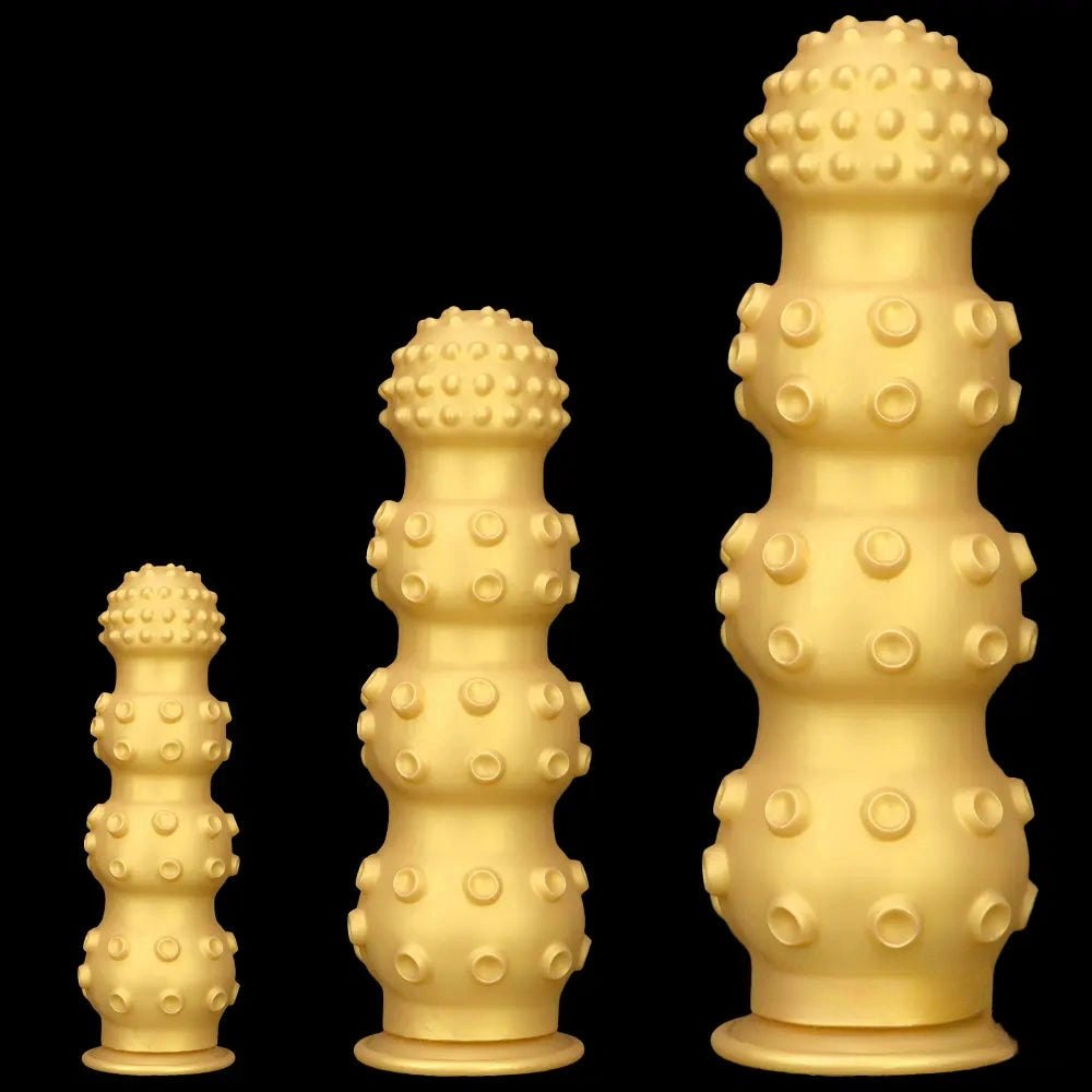 Gold knobby fantasy dildo, photo 1