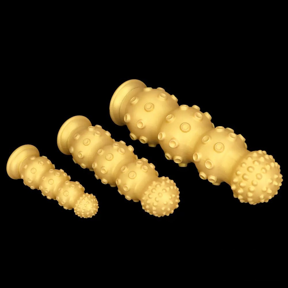 Gold knobby fantasy dildo, photo 14