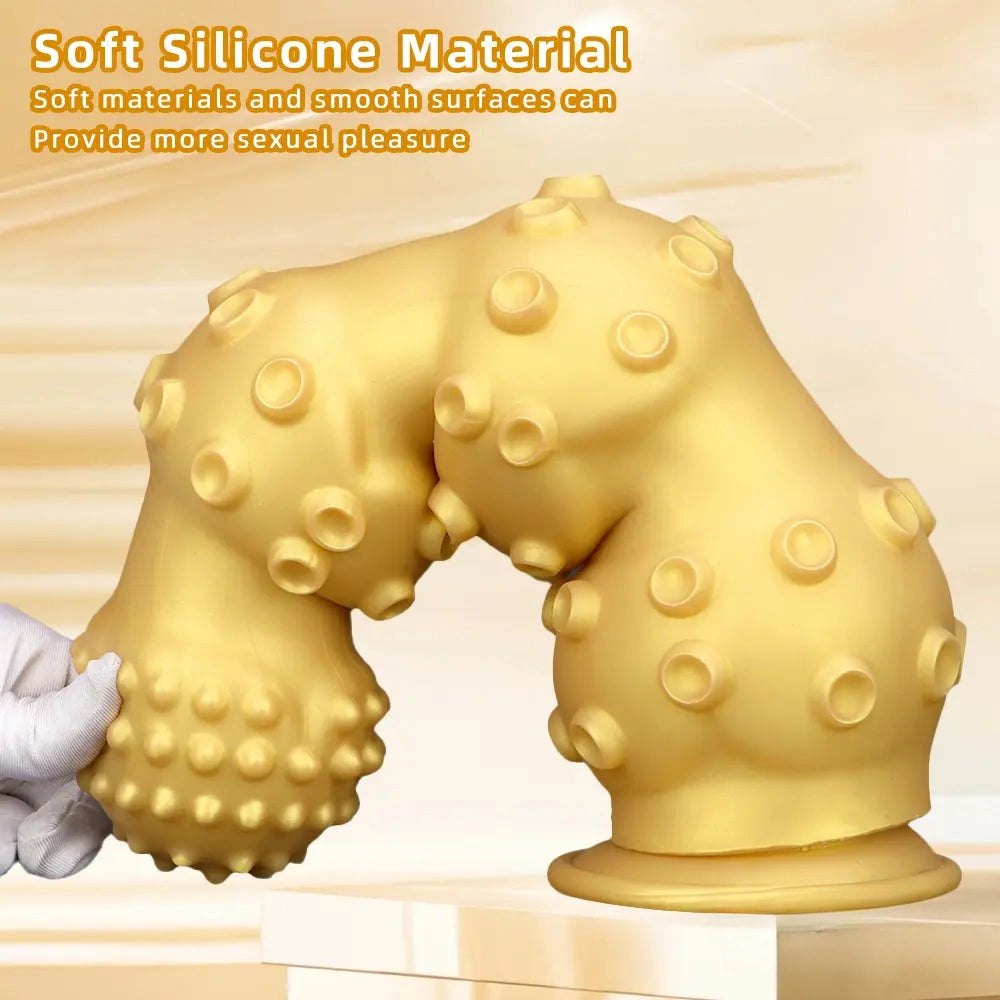 Gold knobby fantasy dildo, photo 5