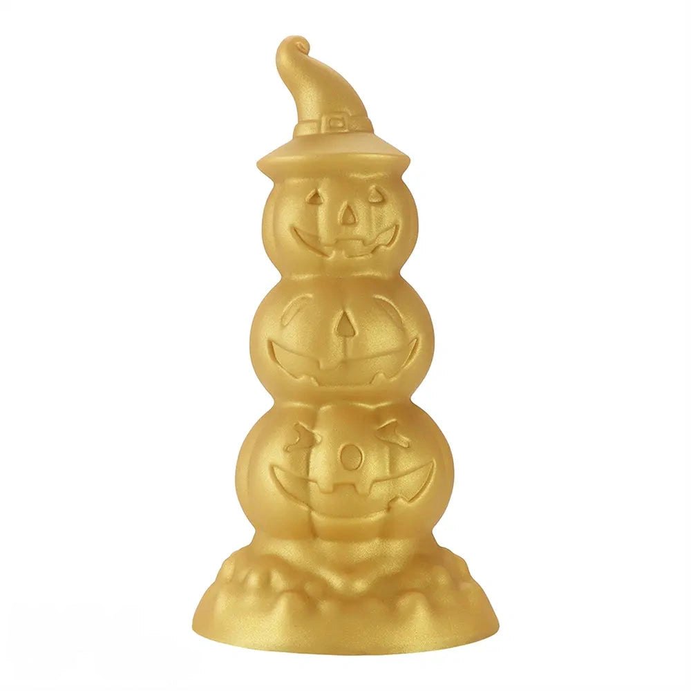 Gold stacked jack-o-lantern anal plug with witch hat tip, photo 2