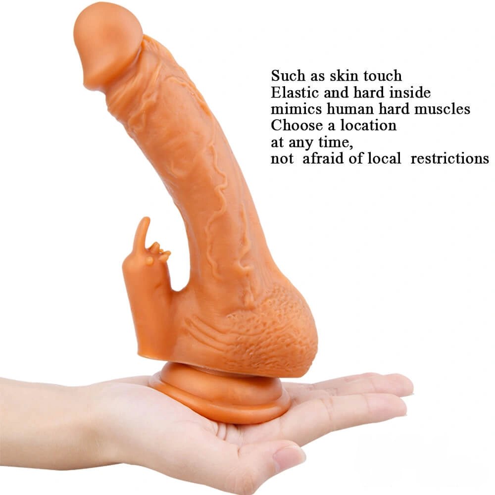 Gold realistic silicone dildo with suction cup base, photo 7