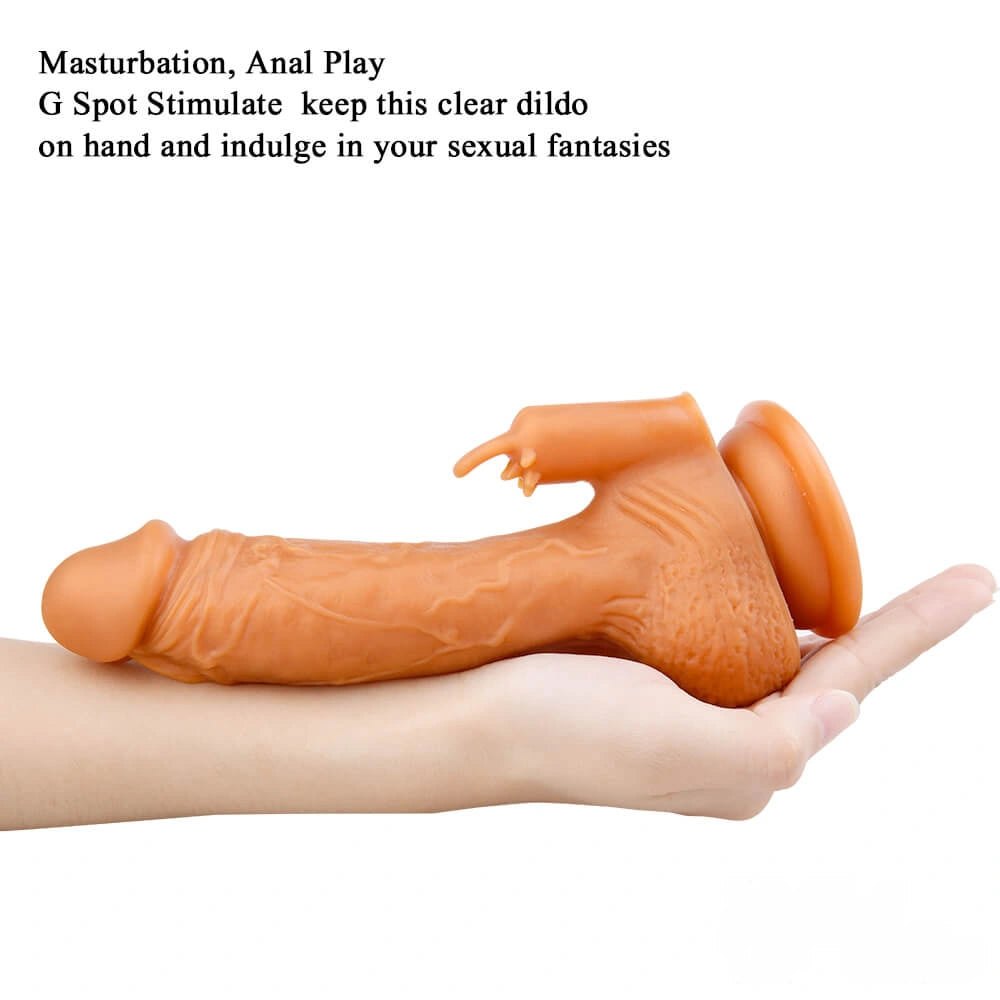 Gold realistic silicone dildo with suction cup base, photo 8