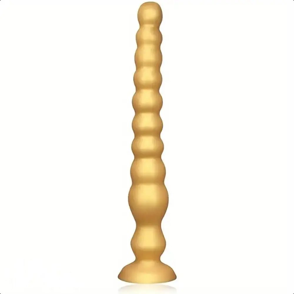 Gold beaded silicone anal dildo, photo 1