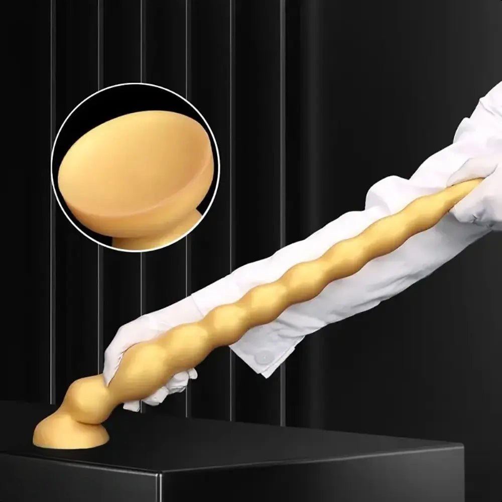 Gold beaded silicone anal dildo, photo 2