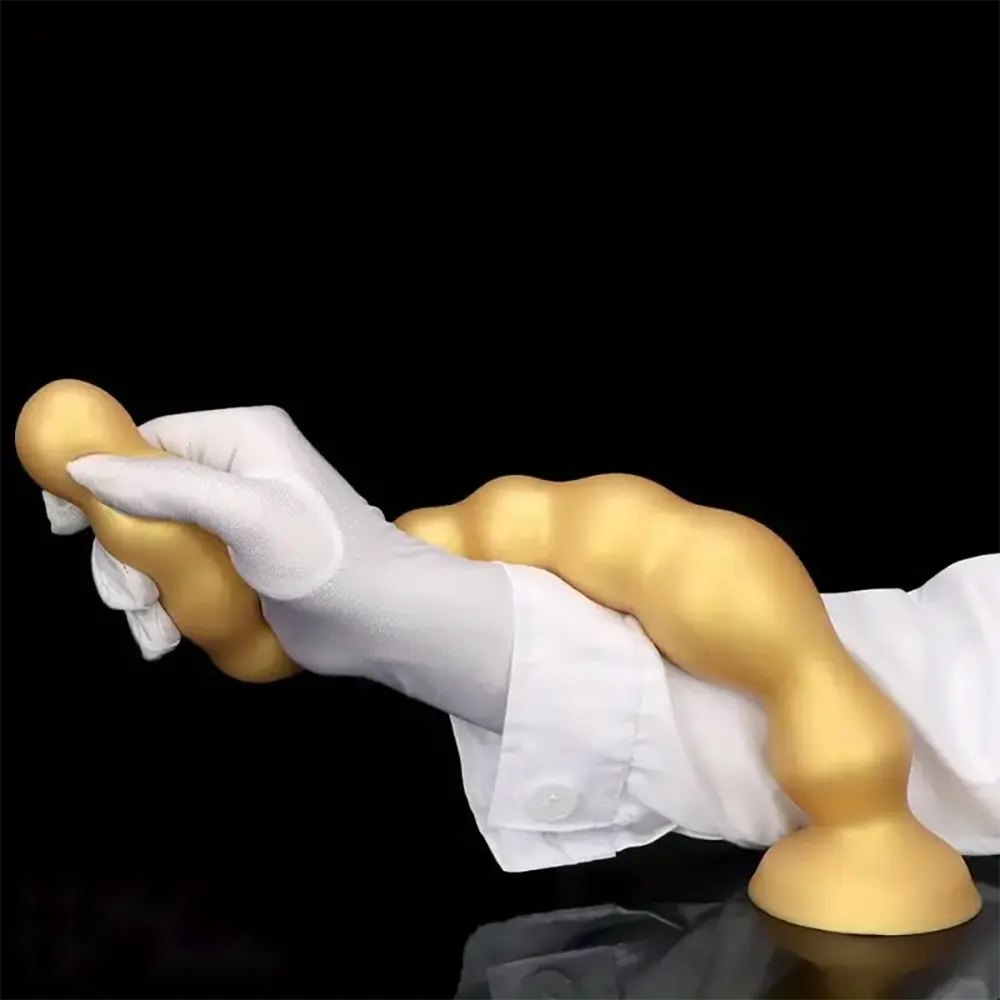 Gold beaded silicone anal dildo, photo 3