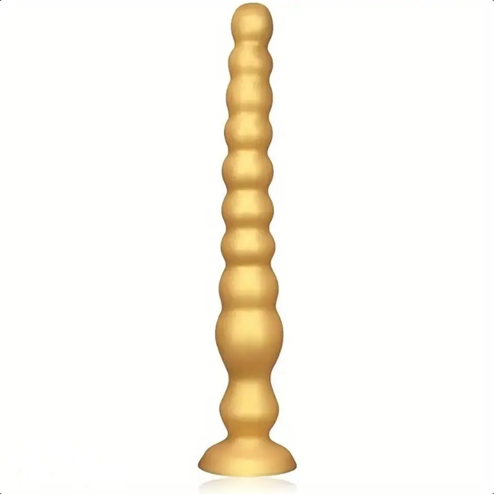 Gold beaded silicone anal dildo, photo 5