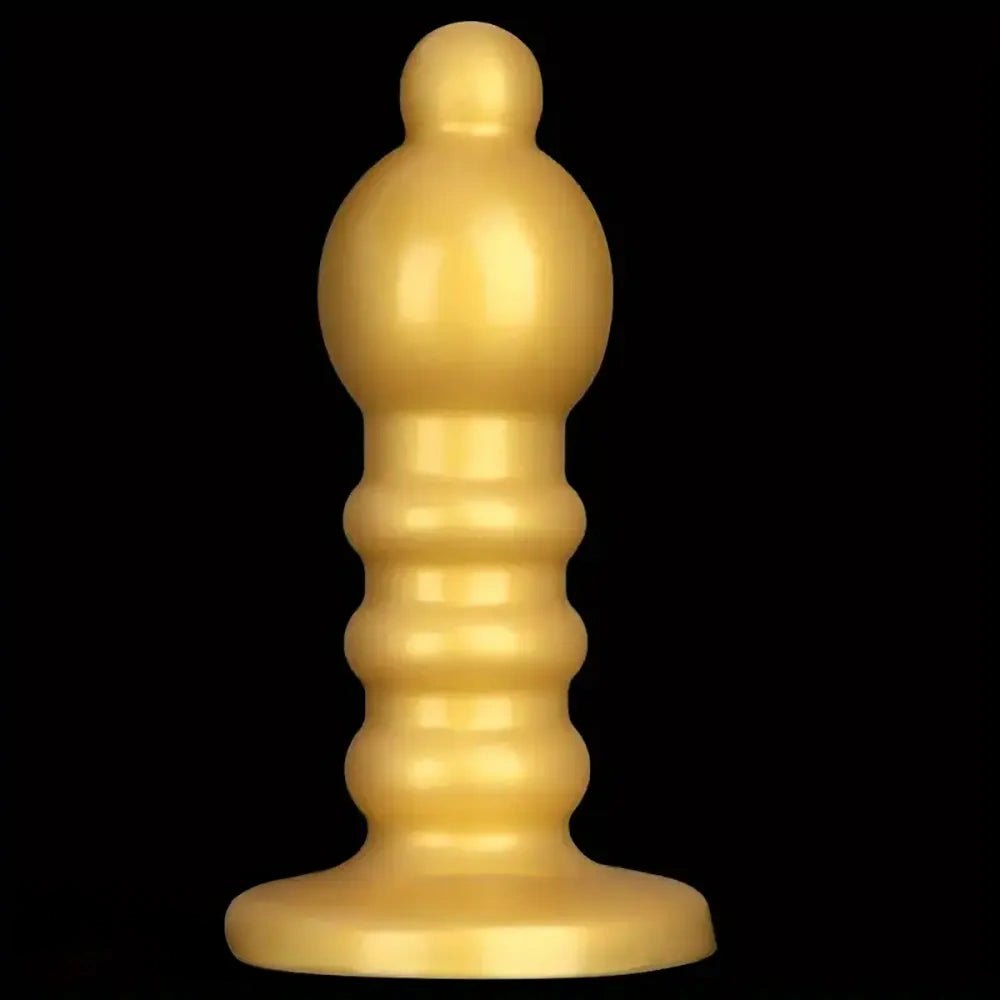 Gold ribbed silicone anal plug, photo 6