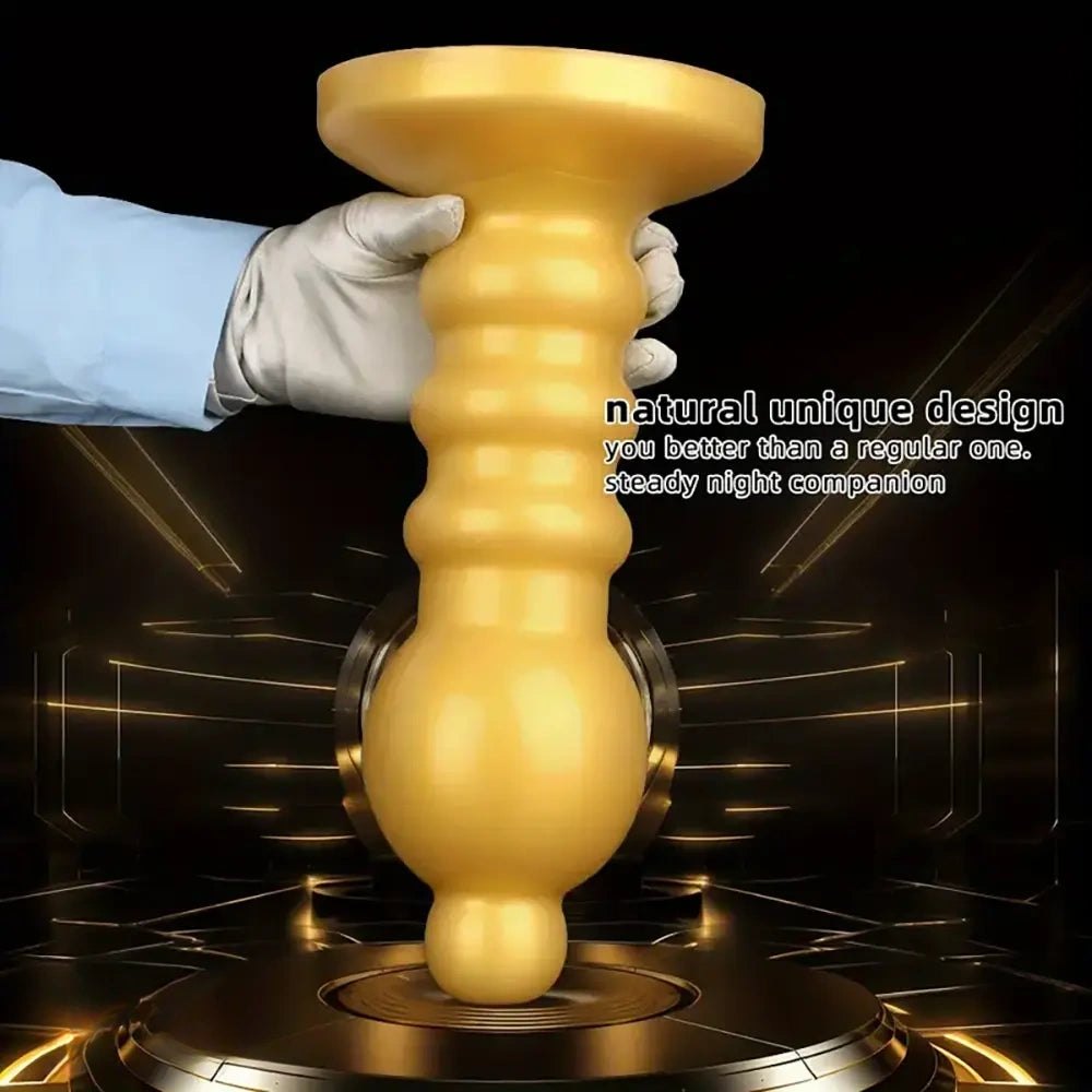Gold ribbed silicone anal plug, photo 7
