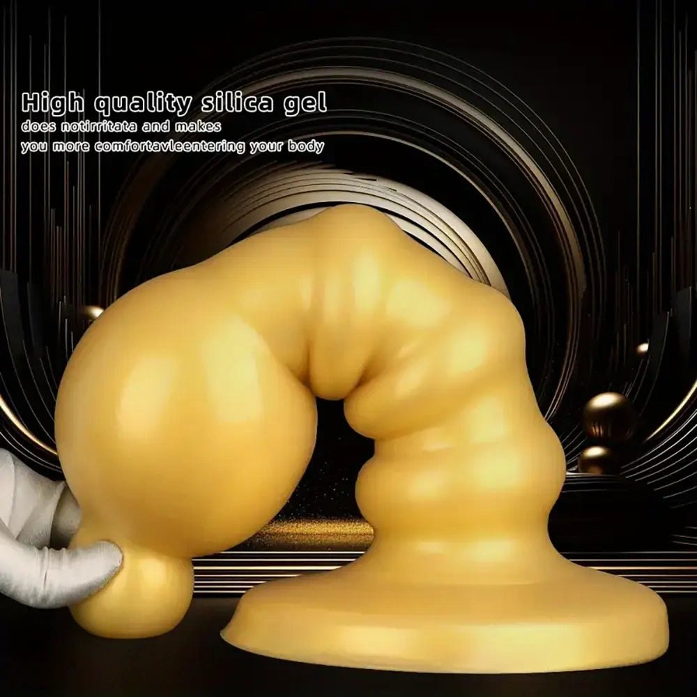 Gold ribbed silicone anal plug, photo 8