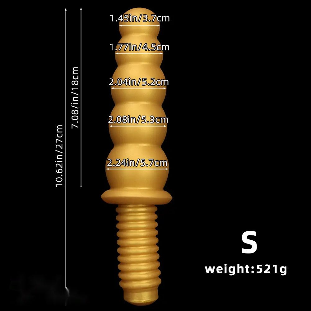 Gold ribbed silicone anal beads dildo, photo 10