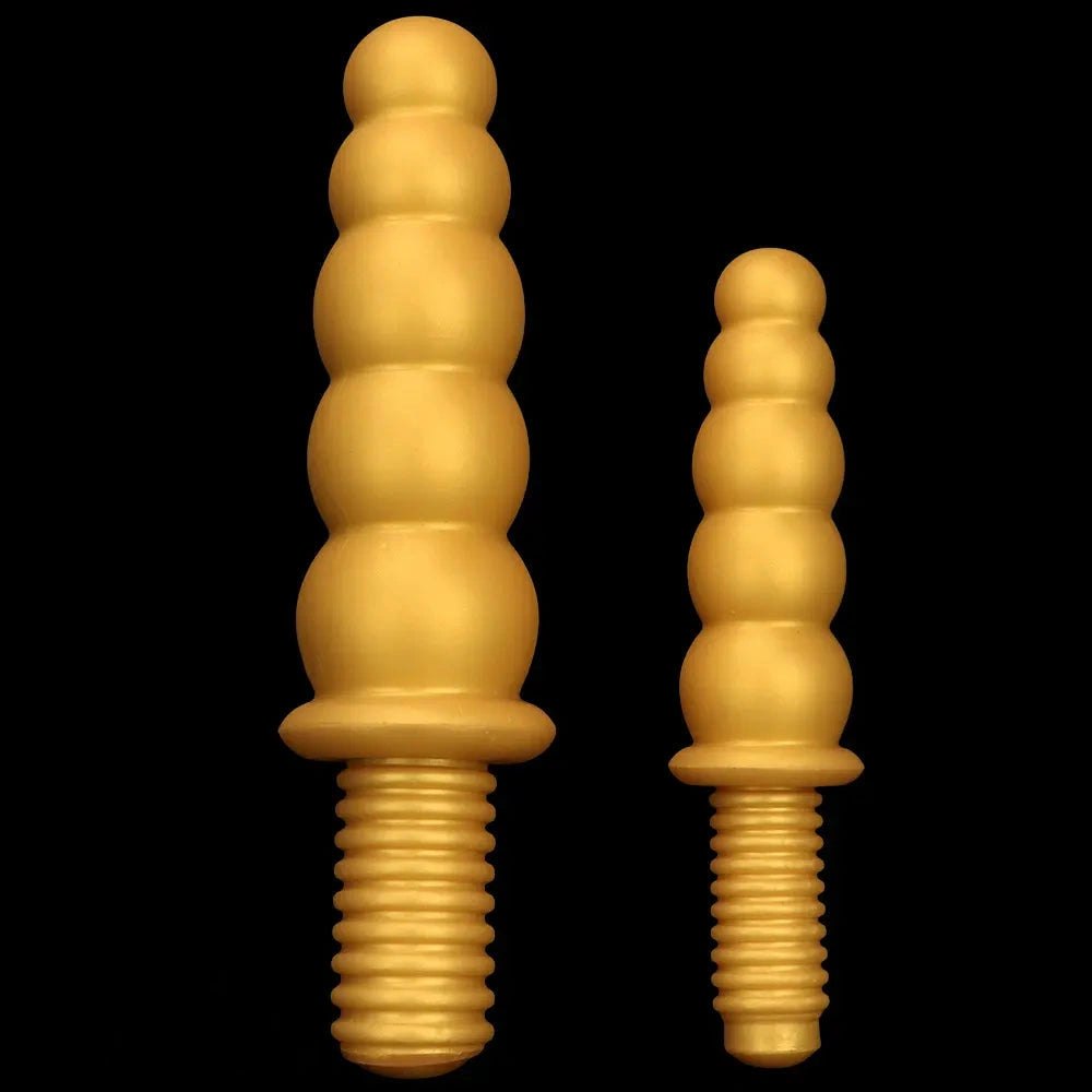 Gold ribbed silicone anal beads dildo, photo 11