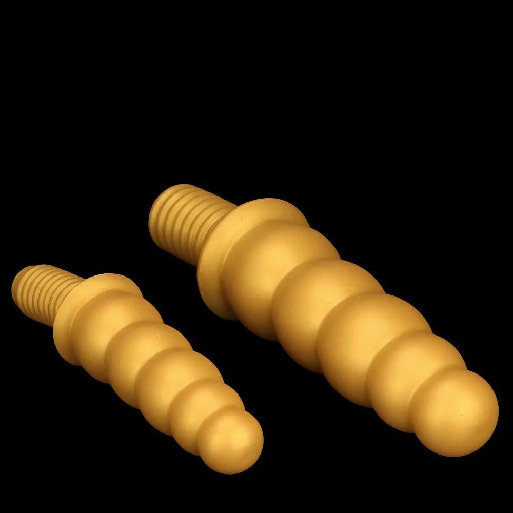 Gold ribbed silicone anal beads dildo, photo 12