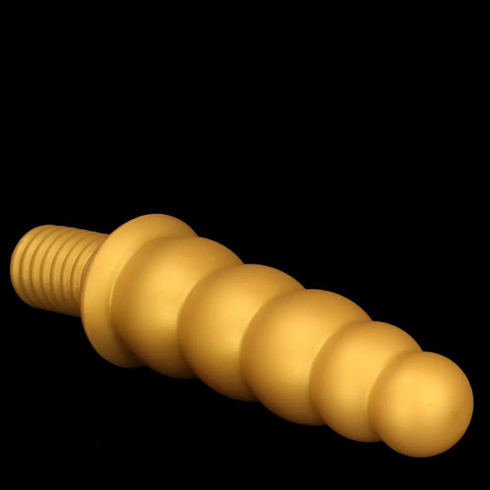 Gold ribbed silicone anal beads dildo, photo 13
